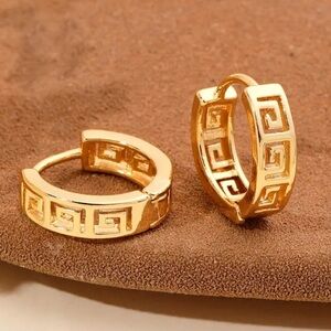 NEW Minimalistic Simple Greek Pattern Gold 18k Modern